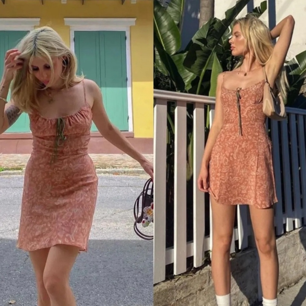 Realisation Par the Inez dress - pink paisley mini silk slip dress in Dazed